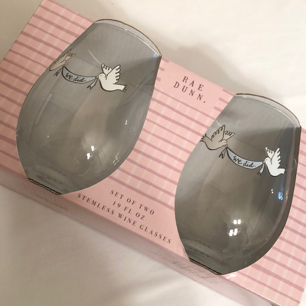 Rae Dunn Set of Two Stemless Wine Glasses